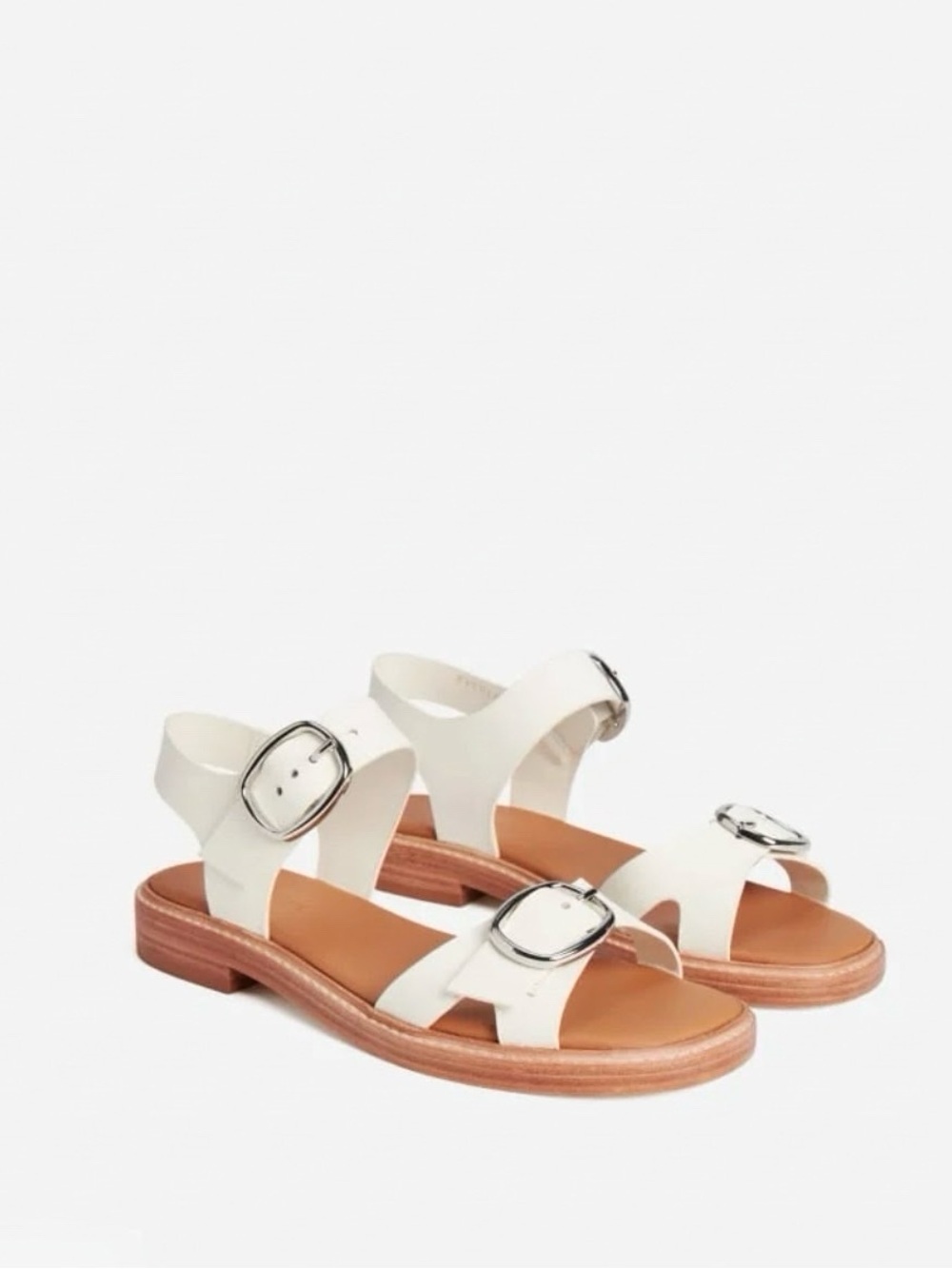 Everlane White Leather Twin Buckle Sandals Womens US 8